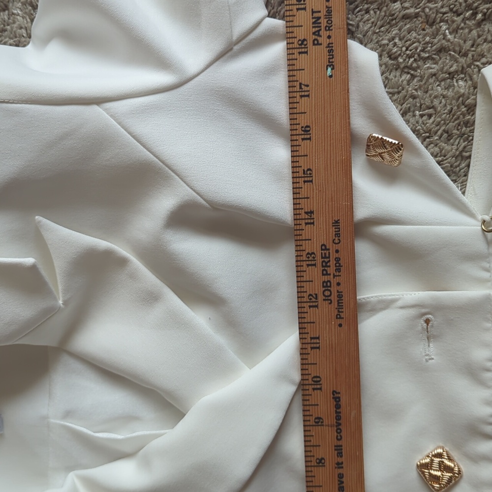 Chic Off-white Blazer Romper with Gold Chain Accents - Picture 8 of 10
